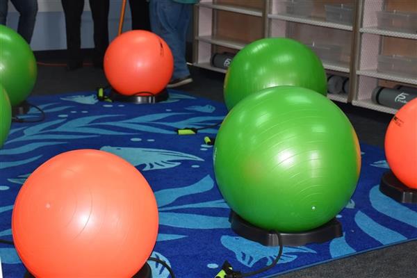 Yoga balls in sensory room